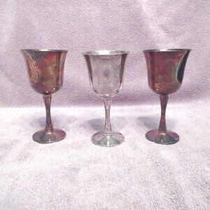 VTG Set Of 3 SALEM Portugal SILVER Plated GOBLETS Maria Henry GOTHIC Renaissance